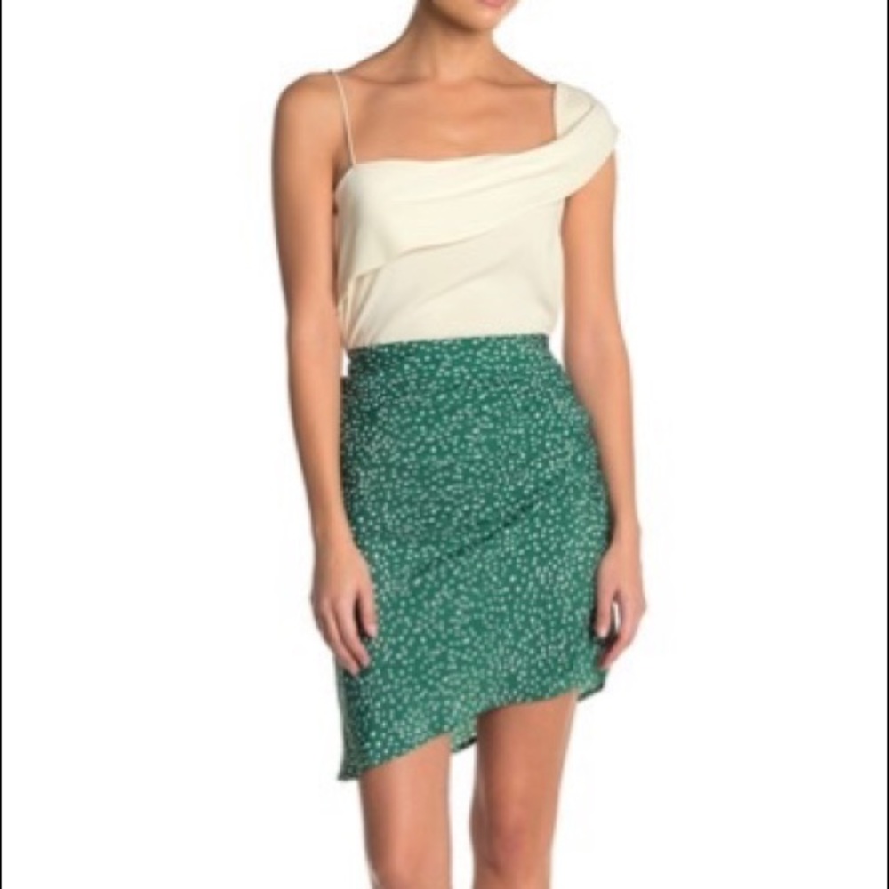 Side Ruched Asymmetrical Mini Skirt